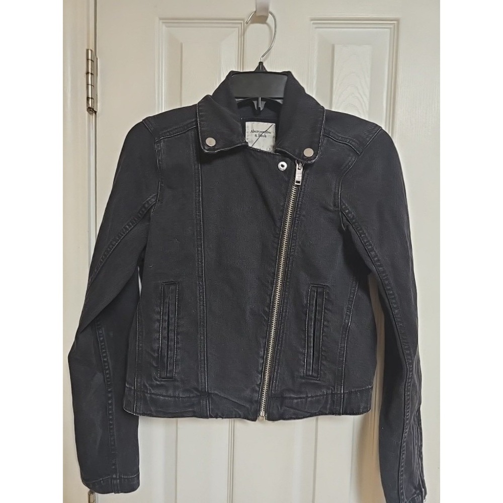 Womens Abercrombie & Fitch Vintage Y2K Black Cropped Moto Jacket Sโ